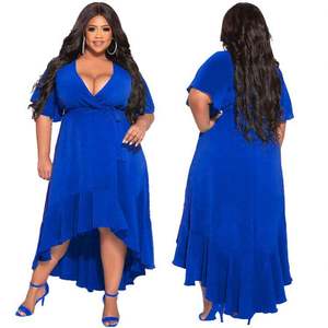 Vestidos Casuales Elegantes para Mujer, Talla Grande, Estilo Europeo, Americano y Africano, Vestidos de Fiesta con Pliegues y Media Manga - Product Image 4