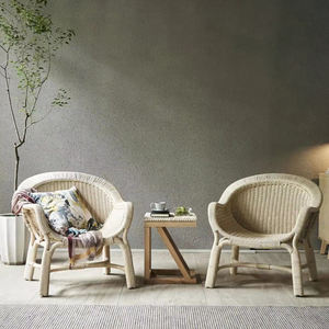 Sillón de Ratán <span class=keywords><strong>Natural</strong></span> Personalizable con Cojín, Estilo Bohemio Nórdico para Sala de Estar, Balcón, Interior y Semi-Exterior - Product Image 1