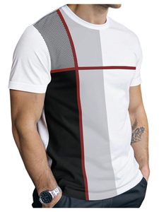 Men's Casual T <b>Shirts</b> Short Sleeve Crew Neck Geometric Color Block <b>Patchwork</b> Tees Summer Tops - Product Image 6