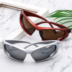 Lunettes de soleil confortables unisexes pour le sport en plein air, style montagne, tendance européenne Y2K, colorées, UV400, demi-cerclées, ovales - Product Image 3