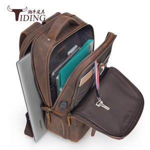 Tiding Genuine Leather <b>Backpack</b> 36-55L With Usb Charging For Men Outdoor Travel - Product Image 4