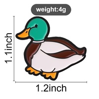 Broche fantaisie en émail motif canard mallard de dessin animé en alliage de zinc pour vêtements, sacs à dos et décoration de revers