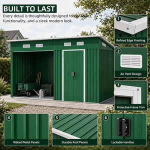 <span class=keywords><strong>Abri</strong></span> de jardin en métal noir SEEYES, <span class=keywords><strong>abri</strong></span> pour vélos, rangement pour bacs, <span class=keywords><strong>abri</strong></span> utilitaire extérieur, pour cour, vente en gros, OEM, ODM, commandes en gros - Product Image 3