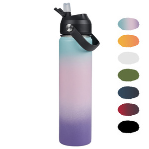 Set of 12 24oz Stainless Steel Vacuum Insulated Tumbler With Straw Travel Water <b>Bottle</b> Modern Gradient Design - Product Image 1