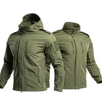 Veste de randonnée tactique en softshell camouflage pour homme, épaisse, coupe-vent, imperméable, avec capuche amovible