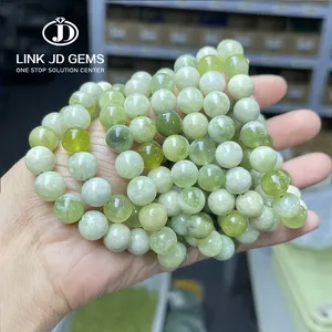 JD Fashion Summer Fresh Color 100% Natural Jade Gemstone bracciali elastici bracciale in giada verde chiaro naturale da 10mm