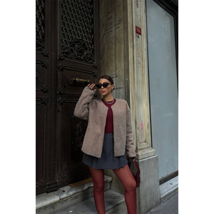 Blouse en cachemire zippée pour femme, élégante, tricotée, anti-boulochage, pour usage quotidien - Product Image 5