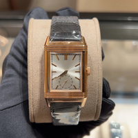 Montre mécanique de luxe Reverso Square pour homme avec couvercle rabattable, double fuseau horaire, design inversé et bracelet en cuir européen, style Hip Hop