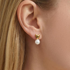 Boucles d'oreilles pendantes tendance, bijoux fantaisie pour femme, bijoux fins, boucles d'oreilles en acier inoxydable plaqué or, bijoux, perles - Product Image 2
