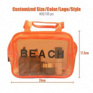 Sac de voyage transparent personnalisé avec logo imprimé, grand sac de rangement en PVC transparent pour la piscine et la plage - Product Image 5