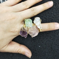 Bague réglable faite à la main de Style bohème 100% Quartz naturel Crustal Wire Wrapped Jewelry Offre Spéciale Raw Stock Fashion Rings