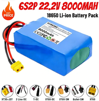 Batterie au lithium rechargeable à semi-conducteurs SUNKING 22,2 V 6S2P 8000 mAh SK 18650 avec BMS, 500 cycles, pour moto électrique et camping