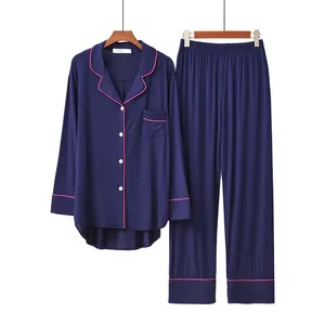 2 pezzi da <span class=keywords><strong>donna</strong></span> Casual stile coreano pigiama set a manica lunga solido modale ampio morbido e traspirante da <span class=keywords><strong>donna</strong></span> <span class=keywords><strong>abbigliamento</strong></span> <span class=keywords><strong>comodo</strong></span> per la casa - Product Image 4