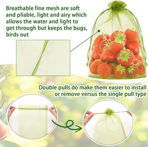 ถุงตาข่ายคลุมผลไม้สีเขียวขนาด 6 x 8 นิ้ว ยี่ห้อ Huamaohengchun สำหรับต้นไม้ผลไม้ ผ้าตาข่ายคลุมผลไม้แบบมีเชือกผูก เหมาะสำหรับต้นไม้ผลไม้ ผัก และสวน - Product Image 3