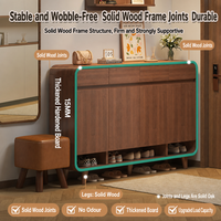 Meuble à chaussures moderne avec structure en bois massif et étagère ouverte, armoire de rangement pour chaussures en bois pour entrée, meuble