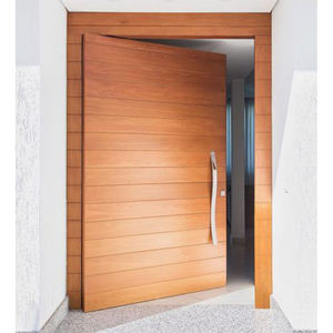 Porte pivotante en bois massif à entrée unique en verre de haute qualité Porte extérieure moderne de luxe avec isolation thermique pour les maisons - Product Image 5