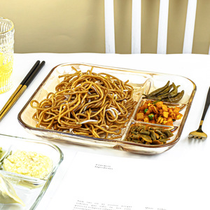 Assiette <span class=keywords><strong>en</strong></span> <span class=keywords><strong>verre</strong></span> Ménage Résistant à la chaleur Dîner fendu Fruits Boulettes précoces avec plat de vinaigre Cuisson au micro-ondes - Product Image 3
