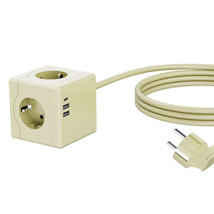 3 EU Outlets with <b>Usb</b> 2A1C Travel Charger 16A Socket Electrical Socket European Travel Cube Socket with 1.5m <b>Cable</b> - Product Image 2