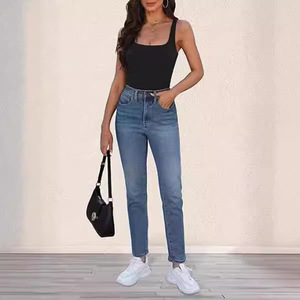 Nouveau débardeur d'été <span class=keywords><strong>sans</strong></span> manches pour femmes, style européen et américain, col carré, coupe ajustée, court et côtelé - Product Image 5