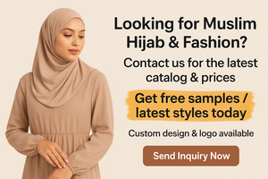 YXC009 Premium Muslimisch-Inspirierter Olivgrüner Langer Trenchcoat mit Reißverschluss & Mehreren Taschen Passender Bambus-Modal-Hijab - Product Image 6