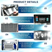 Machine à glaçons commerciale multi-capacités avec refroidissement par air en acier inoxydable 201 pour les chaînes de restauration rapide et les entreprises de traiteur
