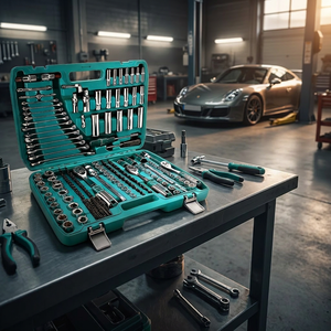Jeu de clés à douilles de qualité industrielle 121 pièces, poignée à cliquet 1/4 pouce, outils de réparation automobile SAE et métriques pour la réparation automobile, le bricolage et l'usage domestique - Product Image 2