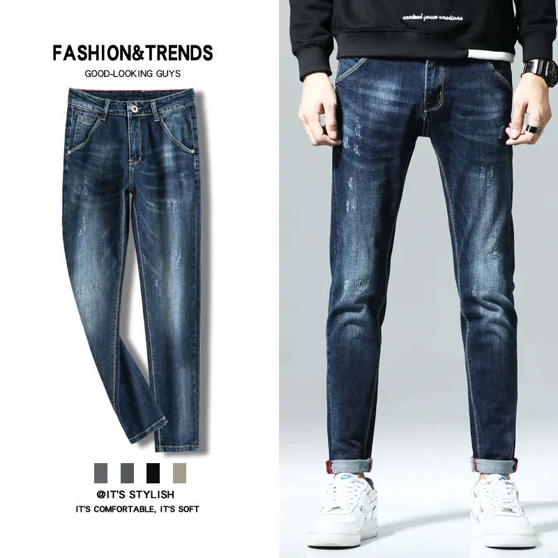 High Quality Chinese Manufacturer Cotton Drck Blue Stretch Jeans Mens Jeans Regular Wholesale Vintage Jeans