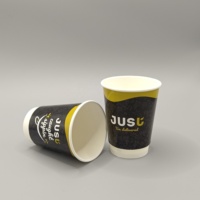 Gobelet à café ou à thé en papier blanc, rose ou noir, personnalisable, jetable, écologique, à double paroi, 8 oz, 10 oz, 16 oz, 20 oz, avec couvercles