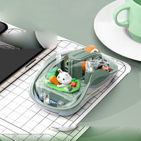 Mouse Nirkabel Transparan dengan Mainan Boneka, Portable, Senyap, Dapat Diisi Ulang, 2.4GHz, Penerima USB-C Kreatif