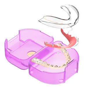 Smilestar Cheaper Retainer Case Denture Box Denture Bath- Purple