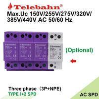 Parafoudre AC 255V 25kA 10/350μs SPD Imax8/20μs 100kA 3P+NPE Dispositif de protection contre les surtensions triphasé pour TT/TN-S