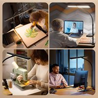 Lampe de bureau USB 10W, protection oculaire, intensité réglable, col de cygne flexible, pince métallique, abat-jour, pour lecture, étude, bureau, maison, atelier, alimentation CA