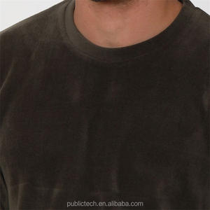 Sudadera con capucha holgada Unisex ajustada cálida de invierno con cuello redondo personalizada sudadera de terciopelo entallada de color oliva liso - Product Image 4