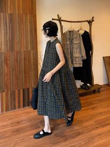 Robe d'été sans manches à carreaux, style vintage haut de gamme, patchwork, Qingling - Product Image 3