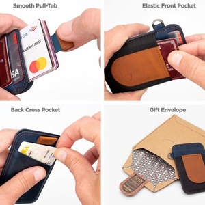 Boshiho Customized Leather Slim Pouch <b>Wallet</b> Keychain <b>Card</b> <b>Holder</b> Short <b>Card</b> <b>Holder</b> <b>Wallet</b> - Product Image 2