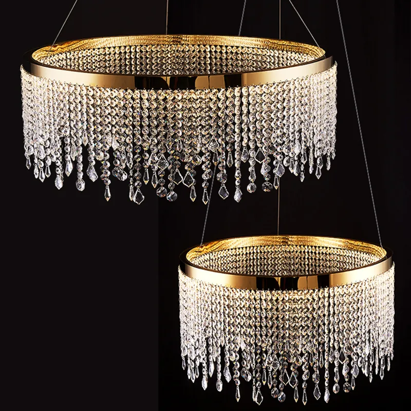 New Modern Crystal Chandelier For Living Room Gold Round Crystal Lamp Luxury Home Decor crystal drop chandelier