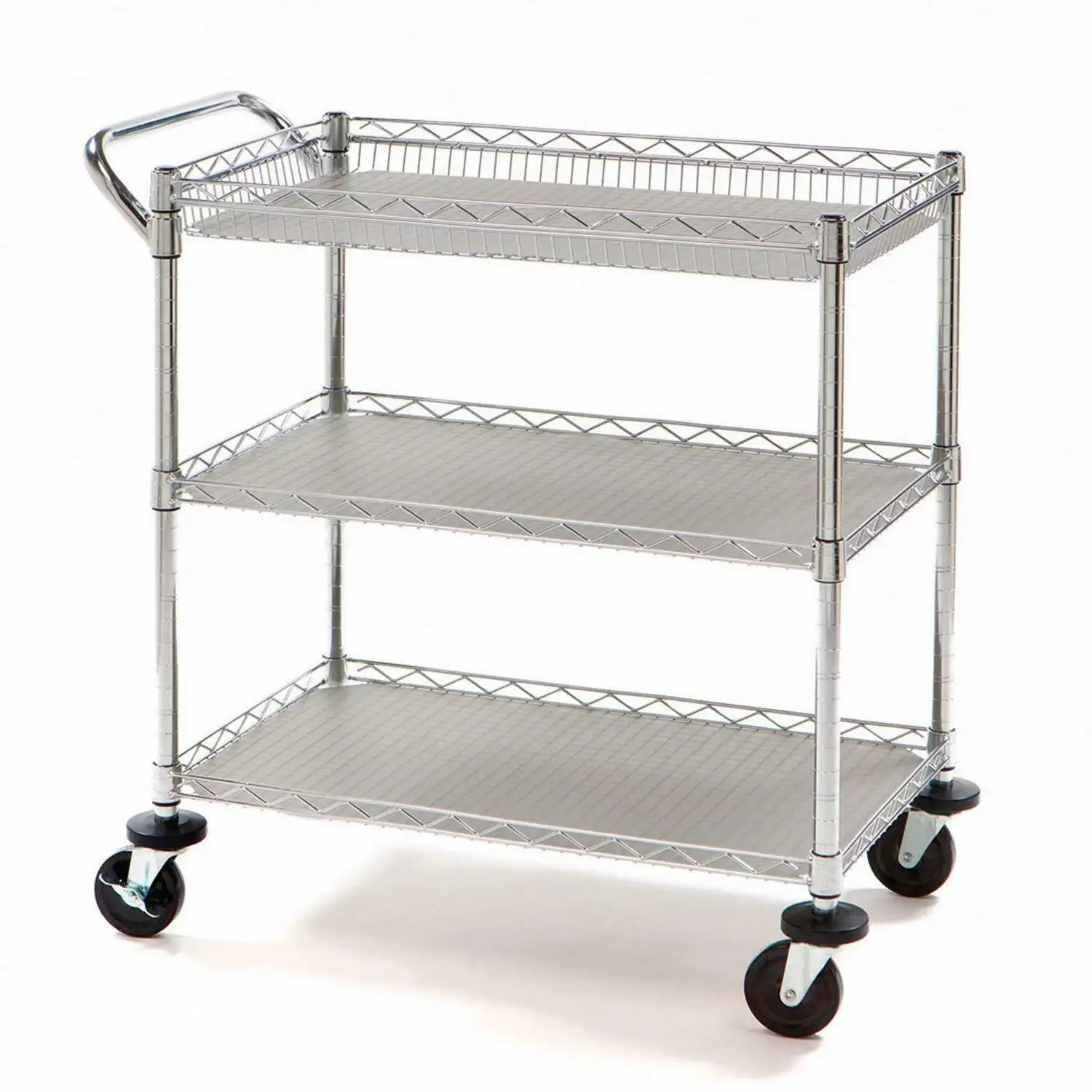 NSF Commercial Grade Industrial Utility Cart Dolly 3 Steel Wire Storage Shelving