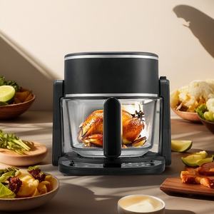 4 в 1 стеклянная воздушная фритюрница и сковорода для гриля для кухни, безмасличное здоровое приготовление, жарка, сковорода, выпечка, Многофункциональность, 180 ° флип - Product Image 1