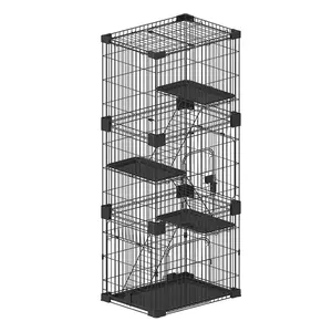 Handmade Metal Pet Cat Hotel Cage Pink For Cat With Adjustable Resting Platforms