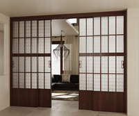 Cloison de séparation en verre pour salle de réunion française, double vitrage trempé, persiennes en verre, portes en bois massif étanches