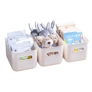 Caja de almacenamiento de escritorio con tapa, organizador de escritorio de oficina rectangular apilable para aperitivos y artículos diversos, color blanco, 20,5 L - Product Image 1