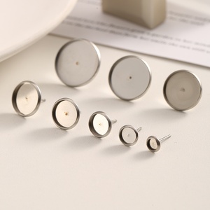 Base ronde en acier inoxydable pour clous d'oreilles - Composants de boucles d'oreilles <span class=keywords><strong>à</strong></span> tige plate - Composants de bijoux DIY pour clous d'oreilles - Product Image 4