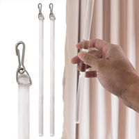 Quincaillerie pour draperies Baguette pour draperies en acrylique transparent, tige invisible et robuste pour rideaux-Résistant aux UV-Tentures hautes suspendues