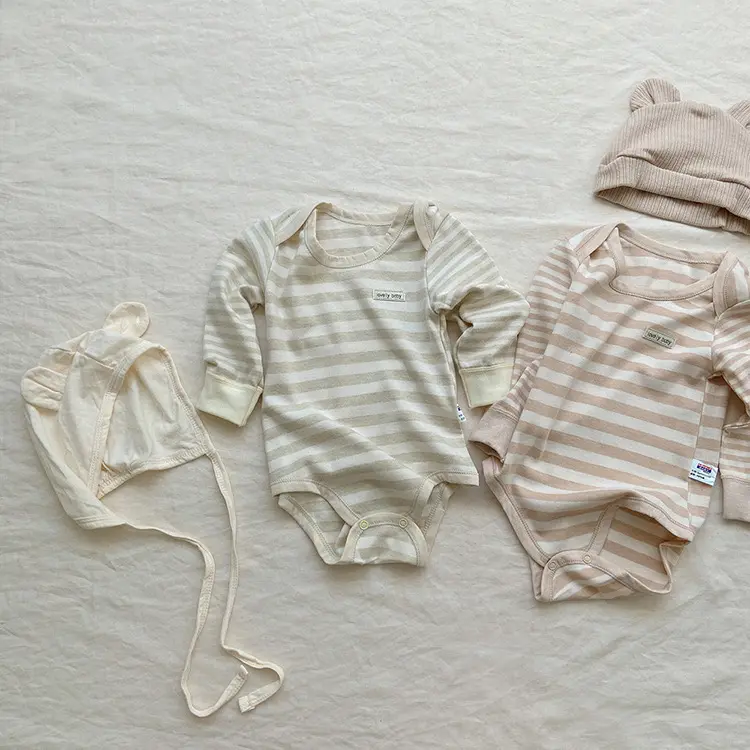 Conjuntos de ropa de bebé acanalada, buena elasticidad, fabricante de fábrica