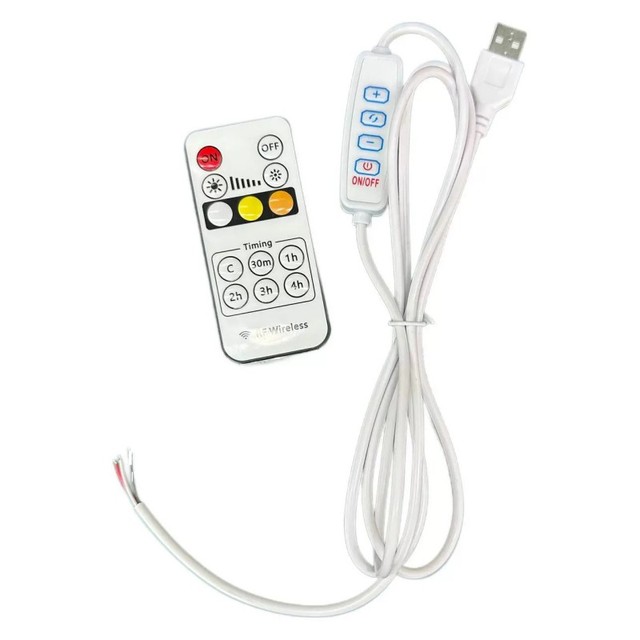 DC 5V LED Dimmer 1.5m U Cable with Remote Control | Dimmable Switch for Table Lamp Field Light | White or Black