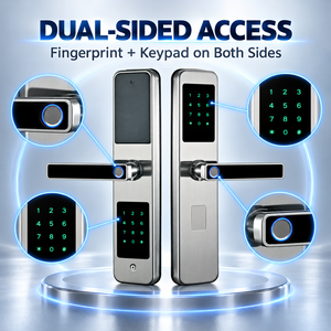 Serrure de porte intelligente biométrique Sinon Silver, double lecteur d'empreintes digitales, clavier, application TTLock, contrôle d'accès pour bureau, appartement, hôtel - Product Image 3