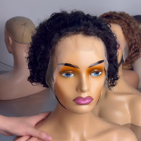 Perruques Courtes Pixie en Cheveux Humains, Perruques Sans Colle en Dentelle, Cheveux Humains avec Bords 4C, Prêtes à Porter, Perruques Sans Colle en Cheveux Humains avec Cordon de Serrage