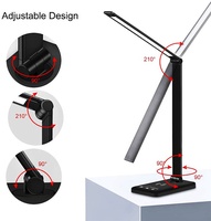 Lampe de bureau LED moderne pour le soin des yeux, commande tactile, 5 modes, 5 niveaux de luminosité, charge sans fil, lampe de bureau pliable