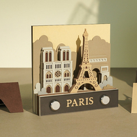 Bloc-notes adhésifs sculptés à la main, artisanat en papier, Tour Eiffel 3D, bloc-notes souvenir, cadeau par l'encounter du papier et du bois