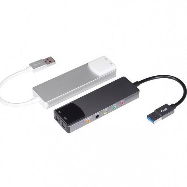 USB Fiber Optic Sound Card 5.1 Channel Gaming Chat Laptop Live Streaming External Aluminum Alloy Ribbon Cable Sound Card
